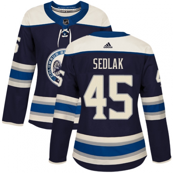 Women's Adidas Columbus Blue Jackets 45 Lukas Sedlak Authentic Navy Blue Alternate NHL Jersey