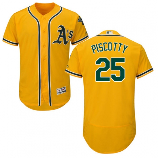 Men's Majestic Oakland Athletics 25 Stephen Piscotty Gold Alternate Flex Base Authentic Collection MLB Jersey