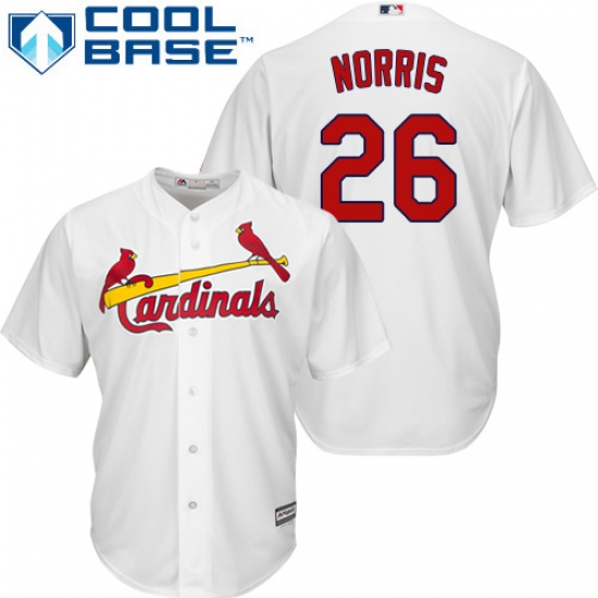 Men's Majestic St. Louis Cardinals 26 Bud Norris Replica White Home Cool Base MLB Jersey