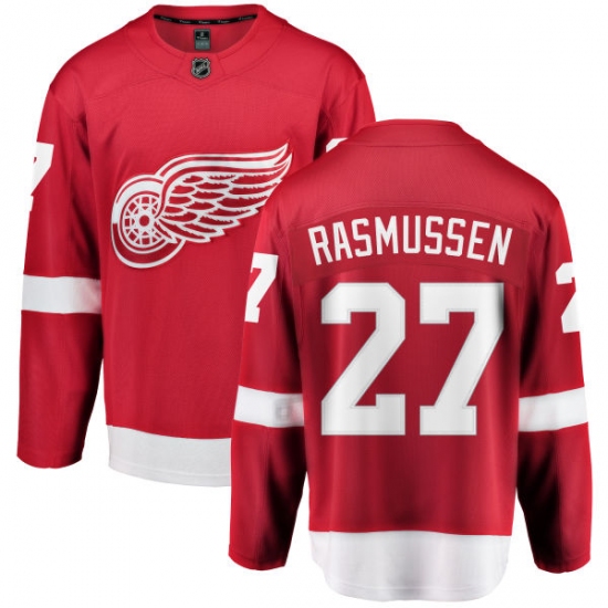 Men's Detroit Red Wings 27 Michael Rasmussen Fanatics Branded Red Home Breakaway NHL Jersey