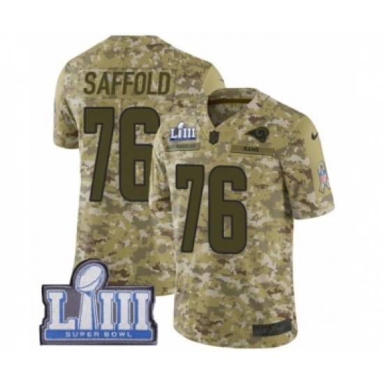 Youth Nike Los Angeles Rams 76 Rodger Saffold Limited Camo 2018 Salute to Service Super Bowl LIII Bound NFL Jersey