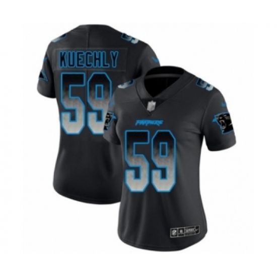 Women's Carolina Panthers 59 Luke Kuechly Limited Black Smoke Fashion Football Jersey