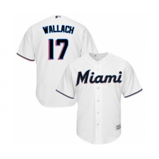 Youth Miami Marlins 17 Chad Wallach Authentic White Home Cool Base Baseball Player Jersey