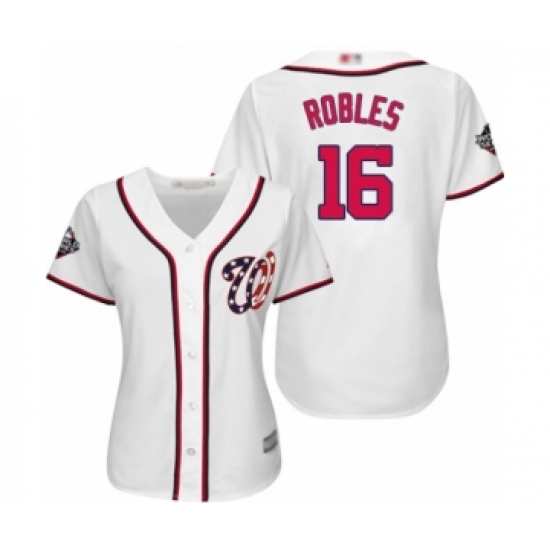 Women's Washington Nationals 16 Victor Robles Authentic White Home Cool Base 2019 World Series Bound Baseball Jersey