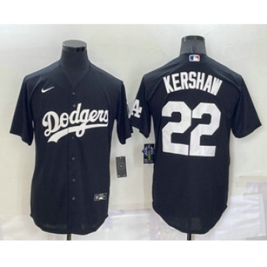 Men's Los Angeles Dodgers 22 Clayton Kershaw Black Turn Back The Clock Stitched Cool Base Jersey