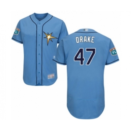 Men's Tampa Bay Rays 47 Oliver Drake Light Blue Flexbase Authentic Collection Baseball Player Jersey