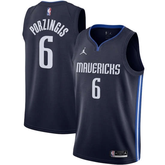 Men's Dallas Mavericks 6 Kristaps Porzingis Jordan Brand Navy 2020-21 Swingman Jersey