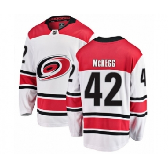 Youth Carolina Hurricanes 42 Greg McKegg Authentic White Away Fanatics Branded Breakaway NHL Jersey