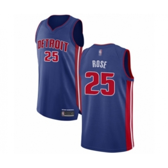 Men's Detroit Pistons 25 Derrick Rose Authentic Royal Blue Basketball Jersey - Icon Edition