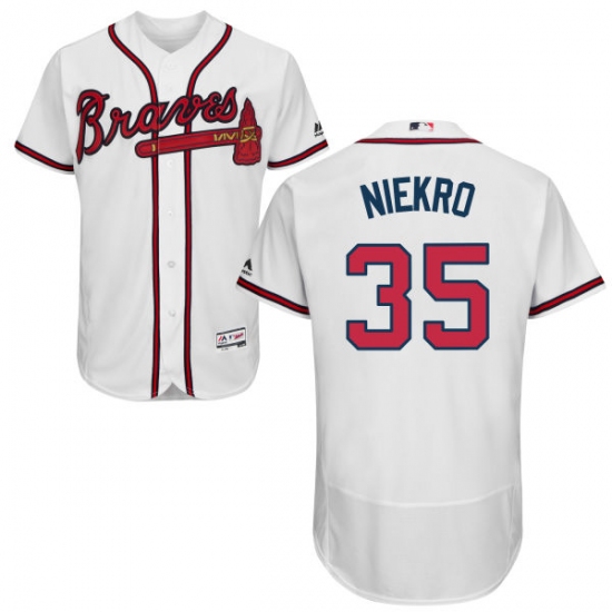 Men's Majestic Atlanta Braves 35 Phil Niekro White Home Flex Base Authentic Collection MLB Jersey