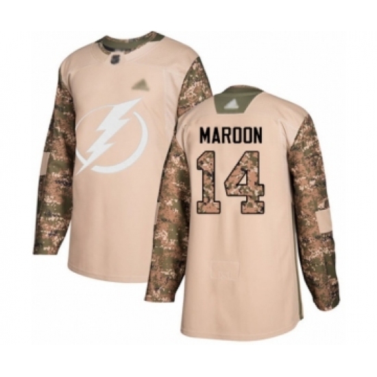 Men's Tampa Bay Lightning 14 Patrick Maroon Authentic Camo Veterans Day Practice Hockey Jersey