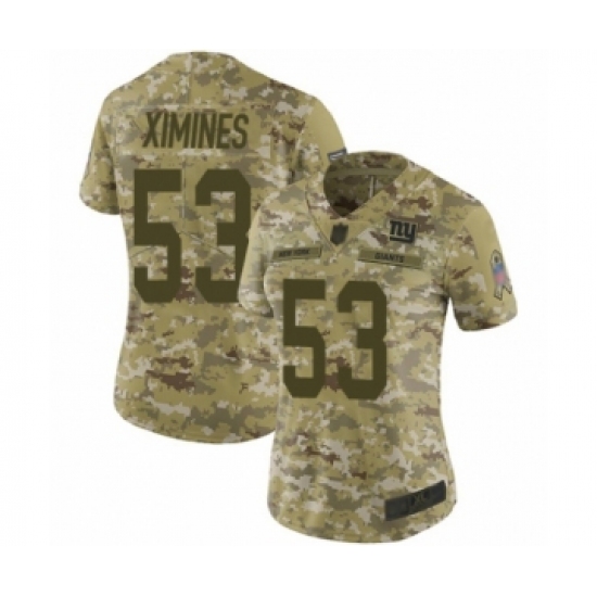 Women's New York Giants 53 Oshane Ximines Limited Camo 2018 Salute to Service Football Jersey