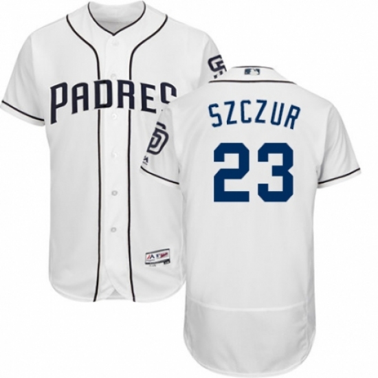 Men's Majestic San Diego Padres 23 Matt Szczur White Home Flex Base Authentic Collection MLB Jersey