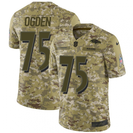 Youth Nike Baltimore Ravens 75 Jonathan Ogden Limited Camo 2018 Salute to Service NFL Jersey