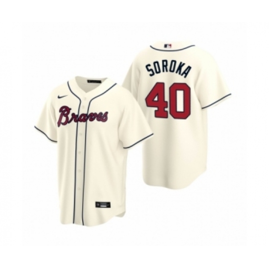 Men's Atlanta Braves 40 Mike Soroka Nike Cream 2020 Replica Alternate Jersey