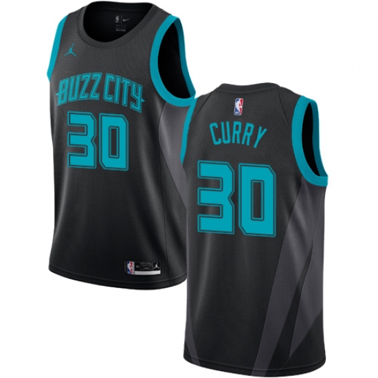 Women's Nike Jordan Charlotte Hornets 30 Dell Curry Swingman Black NBA Jersey - 2018 19 City Editi