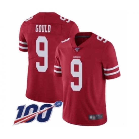 Youth San Francisco 49ers 9 Robbie Gould Red Team Color Vapor Untouchable Limited Player 100th Season Football Jersey