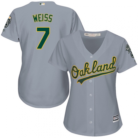 Women's Majestic Oakland Athletics 7 Walt Weiss Authentic Grey Road Cool Base MLB Jersey