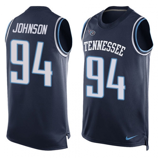 Men's Nike Tennessee Titans 94 Austin Johnson Limited Navy Blue Player Name & Number Tank Top NFL Jersey