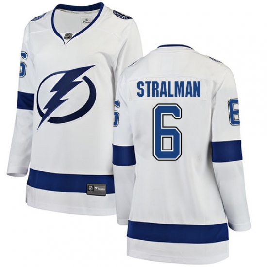 Women's Tampa Bay Lightning 6 Anton Stralman Fanatics Branded White Away Breakaway NHL Jersey