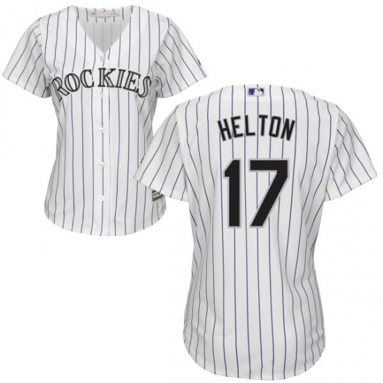 Women's Majestic Colorado Rockies 17 Todd Helton Replica White Home Cool Base MLB Jersey