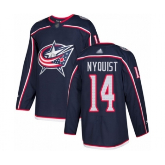 Men's Columbus Blue Jackets 14 Gustav Nyquist Authentic Navy Blue Home Hockey Jersey