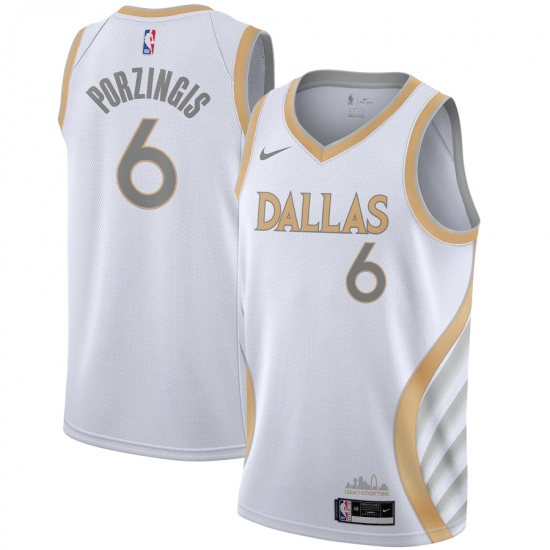 Men's Dallas Mavericks 6 Kristaps Porzingis Nike White 2020-21 Swingman Player Jersey