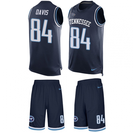 Men's Nike Tennessee Titans 84 Corey Davis Limited Navy Blue Tank Top Suit NFL Jersey