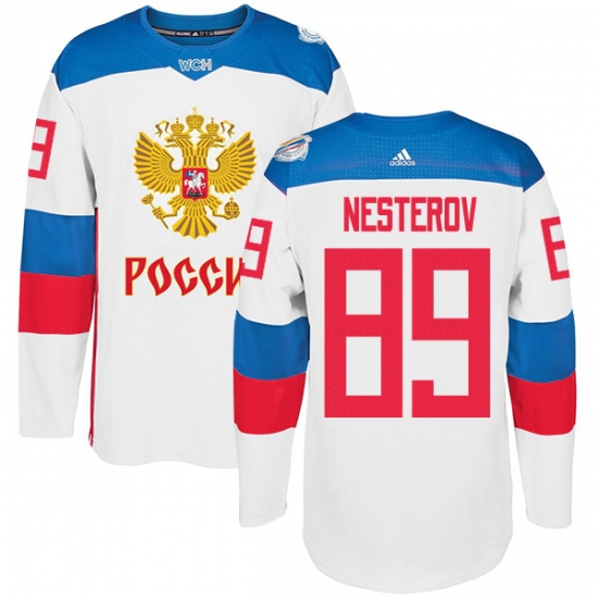 Men's Adidas Team Russia 89 Nikita Nesterov Premier White Home 2016 World Cup of Hockey Jersey