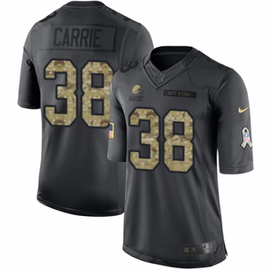 Youth Nike Cleveland Browns 38 T. J. Carrie Limited Black 2016 Salute to Service NFL Jersey