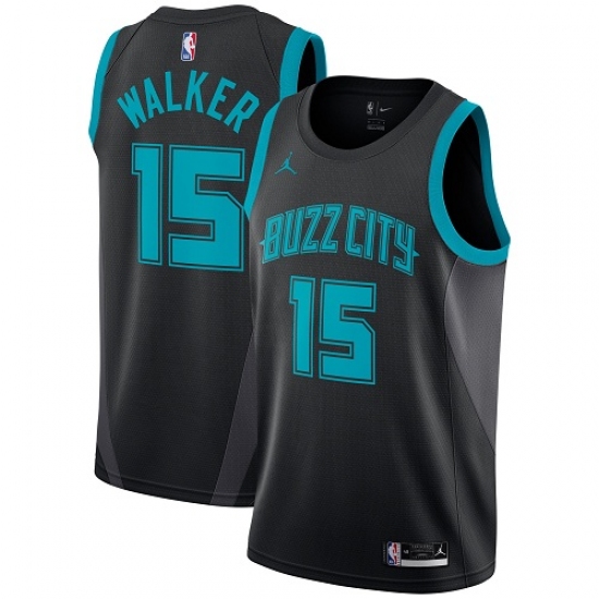 Women's Nike Jordan Charlotte Hornets 15 Kemba Walker Swingman Black NBA Jersey - 2018 19 City Edition