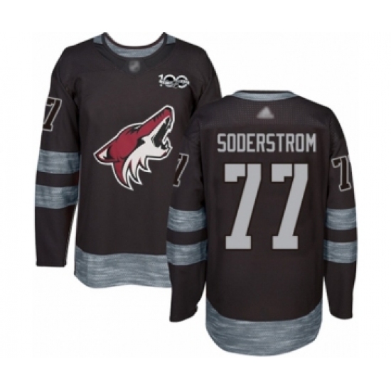 Men's Arizona Coyotes 77 Victor Soderstrom Authentic Black 1917-2017 100th Anniversary Hockey Jersey