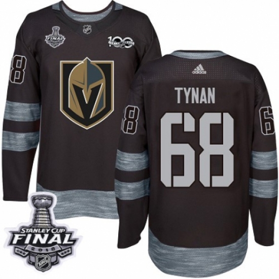 Men's Adidas Vegas Golden Knights 68 T.J. Tynan Authentic Black 1917-2017 100th Anniversary 2018 Stanley Cup Final NHL Jersey