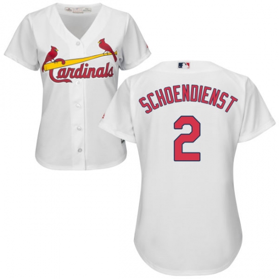 Women's Majestic St. Louis Cardinals 2 Red Schoendienst Authentic White Home Cool Base MLB Jersey