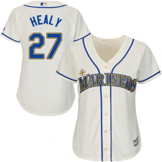 Women's Majestic Seattle Mariners 27 Ryon Healy Authentic Cream Alternate Cool Base MLB Jersey