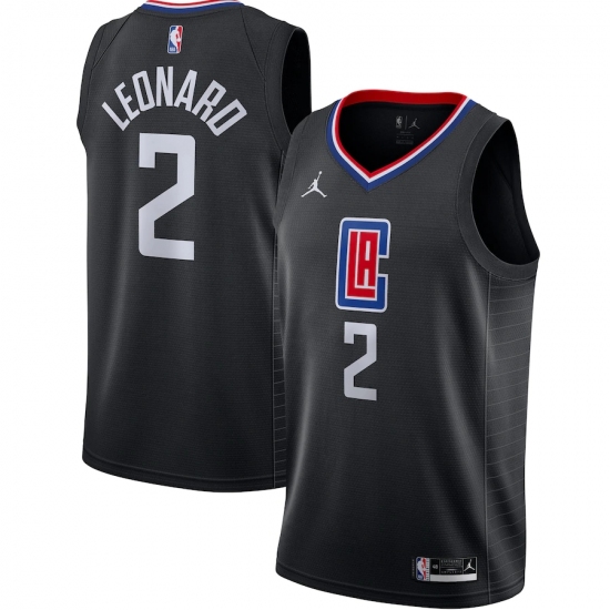 Men's LA Clippers 2 Kawhi Leonard Jordan Brand Black 2020-21 Swingman Jersey