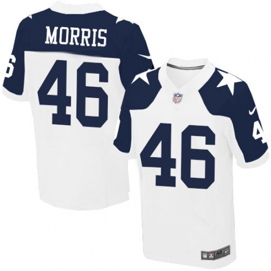 Men's Nike Dallas Cowboys 46 Alfred Morris Elite White Throwback Alternate NFL Jersey