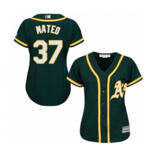 Women's Oakland Athletics 37 Jorge Mateo Authentic Green Alternate 1 Cool Base Baseball Player Jersey