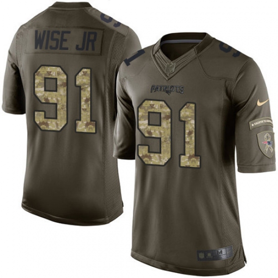 Men's Nike New England Patriots 91 Deatrich Wise Jr Elite Green Salute to Service NFL Jersey