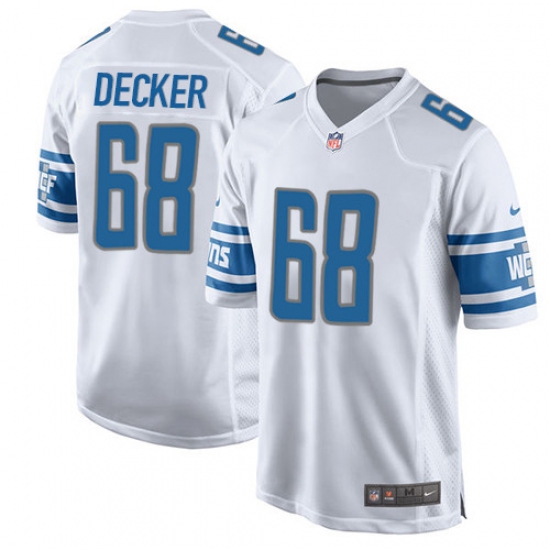 Men's Nike Detroit Lions 68 Taylor Decker Game White NFL Jersey