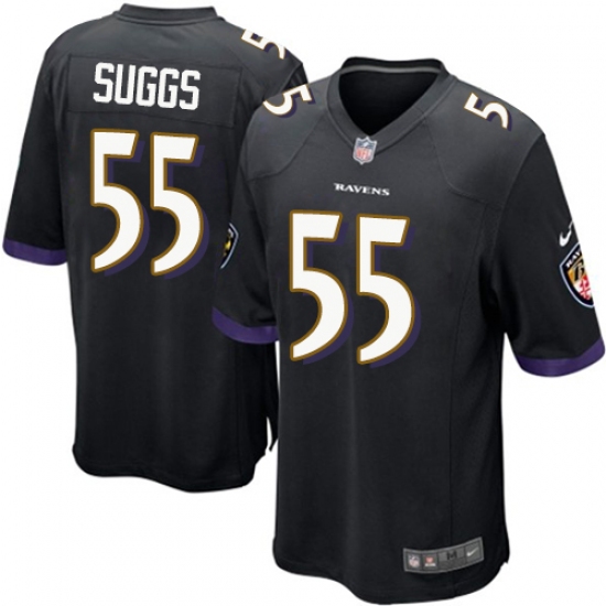 Men's Nike Baltimore Ravens 55 Terrell Suggs Game Black Alternate NFL Jersey