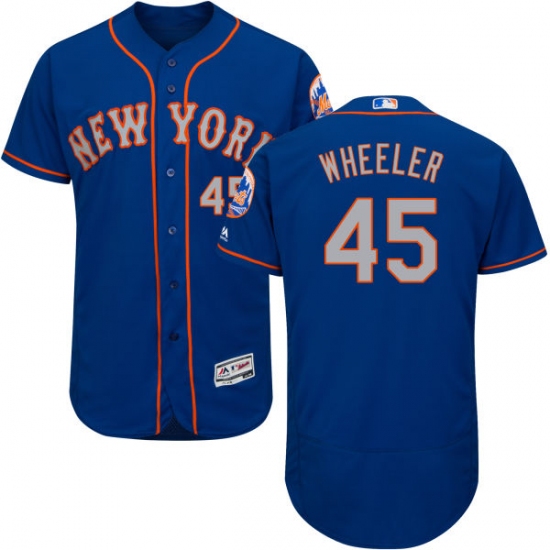 Men's Majestic New York Mets 45 Zack Wheeler Royal/Gray Alternate Flex Base Authentic Collection MLB Jersey