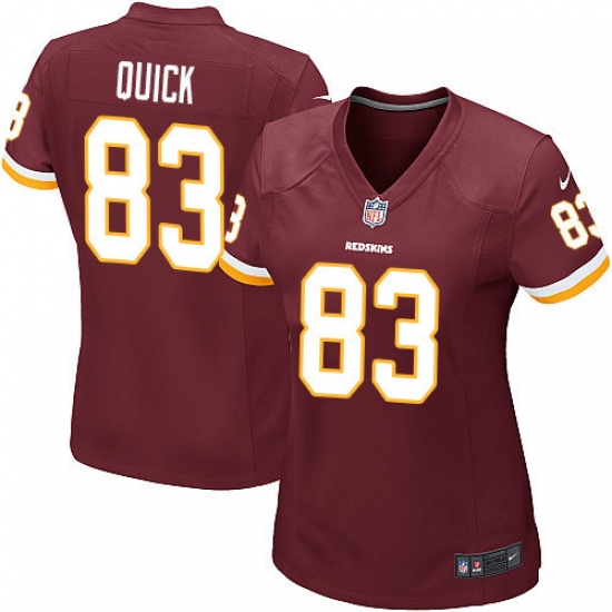 Women's Nike Washington Redskins 83 Brian Quick Game Burgundy Red Team Color NFL Jersey