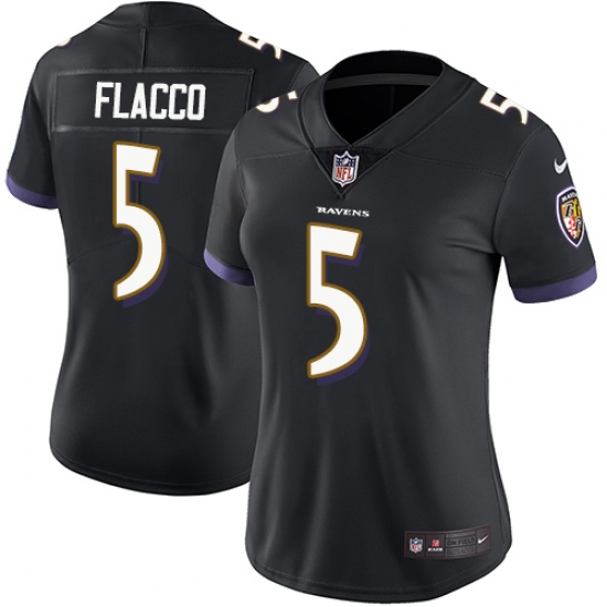 Women's Nike Baltimore Ravens 5 Joe Flacco Black Alternate Vapor Untouchable Limited Player NFL Jersey