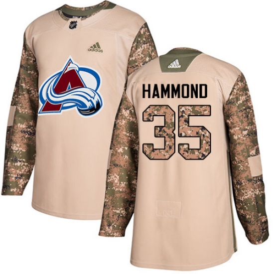 Men's Adidas Colorado Avalanche 35 Andrew Hammond Authentic Camo Veterans Day Practice NHL Jersey