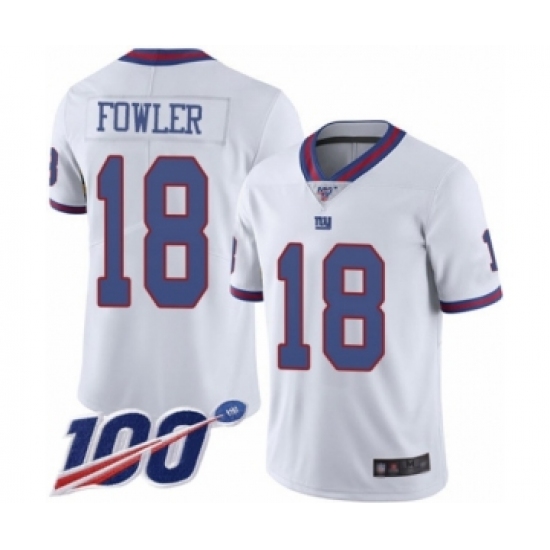 Youth New York Giants 18 Bennie Fowler Limited White Rush Vapor Untouchable 100th Season Football Jersey