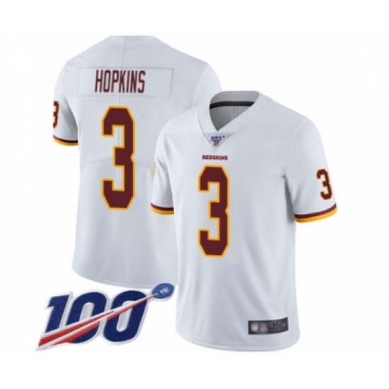 Men's Washington Redskins 3 Dustin Hopkins White Vapor Untouchable Limited Player 100th Season Football Jersey