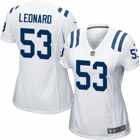 Women's Nike Indianapolis Colts 53 Darius Leonard Game White NFL Jersey