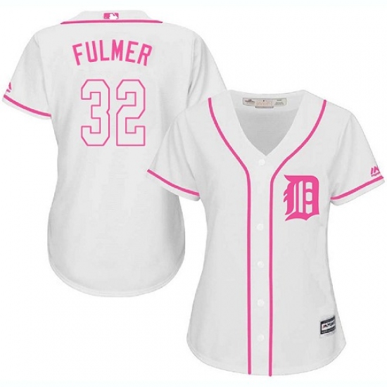 Women's Majestic Detroit Tigers 32 Michael Fulmer Replica White Fashion Cool Base MLB Jersey