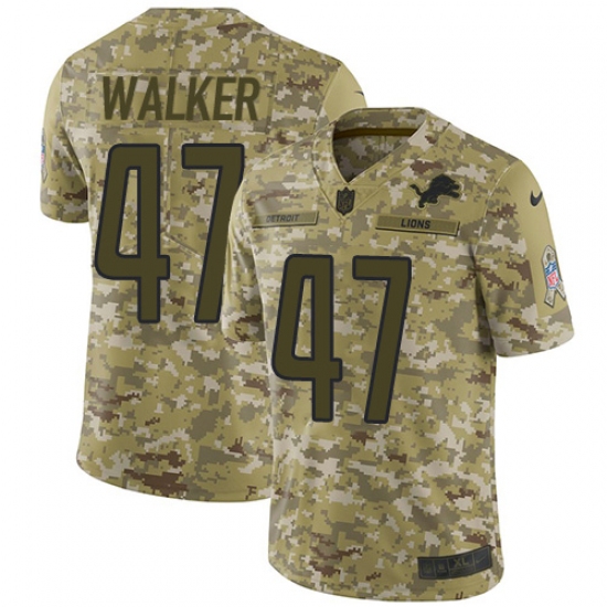 Youth Nike Detroit Lions 47 Tracy Walker Limited Camo 2018 Salute to Service NFL Jersey